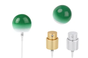 Комплект - алуминиев спрей и зелена сферична капачка (малка) за бутилки с гърловина 15/400-изображение_продукт