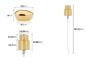 Комплект - алуминиев спрей и луксозна златна капачка за бутилки с отвор 15/400-изображение_размери
