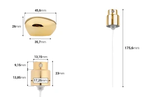 Спрей с луксозна златна капачка за парфюмни бутилки Кримп 15 мм -изображение_размери