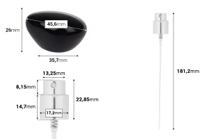 Комплект - алуминиев спрей и черна луксозна капачка за бутилки с чучур 15/400-изображение_размери