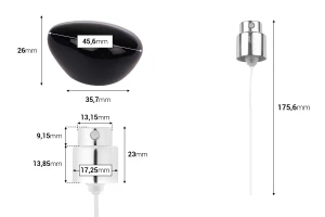 Спрей с луксозна черна капачка за парфюмни бутилки Кримп 15 мм -изображение_размери