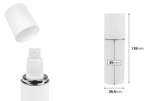 Бутилка от 50 мл в бял МАТОВ цвят със сребърна или златна ивица, със спрей и бяла МАТОВА капачка-изображение_размери