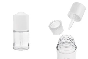 Пластмасова (PETG) бутилка 20 мл с бял капкомер с бутон и цедка -изображение_продукт