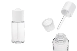 Пластмасова (PETG) бутилка 50 мл с бял капкомер с бутон и цедка-изображение_продукт