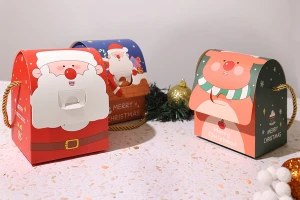 Коледна кутия - подаръчна торбичка с дръжка 100х90х125 мм - 25 бр-изображение_група