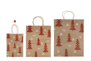 Коледни хартиени подаръчни торбички с размери 150x75x210 мм - 12 бр.-изображение_група