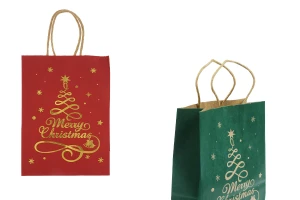 Коледни хартиени подаръчни торбички с размери 150x75x210 мм  - 12 бр.-изображение_продукт