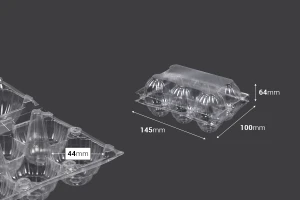 6-местни пластмасови кутии за яйца с размери 145х100х64 мм - 100 бр.-изображение_размери