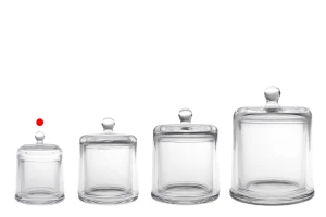 Декоративен стъклен съд (камбана) 120 мл с капачка -изображение_група