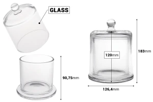 Декоративен стъклен съд (камбана) 730 мл с капачка-изображение_размери