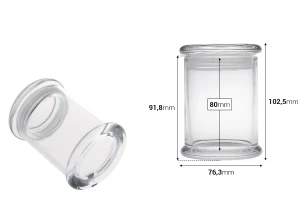 Прозрачен стъклен буркан 220 мл със стъклена капачка-изображение_размери