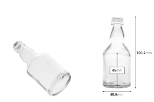 Стъклена прозрачна бутилка 50 мл (PP 18)-изображение_размери