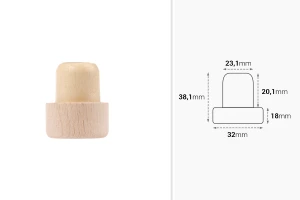Синтетичен силиконов корк Φ23 с дозатор (размер 32x18) -изображение_размери