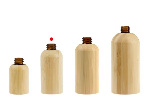 Стъклена бутилка за етерични масла 30 мл с гърловина  PP18 и бамбуково покритие-изображение_група