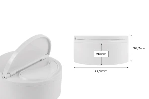 Пластмасов (PP) бял буркан 50 мл с капачка и шпатула-изображение_размери