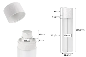 Бутилка 100 мл ( с външен стъклен копус) за многократна употреба с помпа за крем -изображение_размери