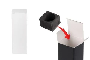 Хартиена опаковъчна кутия 30х30х90 мм с вътрешна вложка за бутилки за етерично масло 10 мл - 20 бр.-изображение_продукт