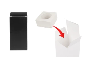 Опаковъчна кутия от бяла матирана хартия 50x50x110 mm с вътрешен джоб за бутилки с етерично масло 30 ml - 20 бр.-изображение_продукт