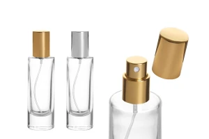 Стъклена прозрачна бутилка 30 мл с алуминиев спрей и капачка-изображение_продукт