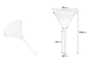 Стъклена фуния с диаметър 75 мм (с връх 8 мм)-изображение_размери