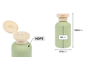 Пластмасова бутилка (HDPE) 100 мл с капачка тип „flip top“ за шампоан, душ гел и лосион-изображение_размери