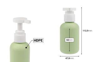 Пластмасова бутилка (HDPE) 100 мл с помпа за шампоан - душ гел и лосион-изображение_размери