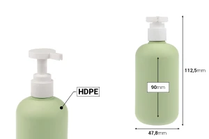 Пластмасова бутилка (HDPE) 300 мл с помпа за шампоан - душ гел и лосион-изображение_размери