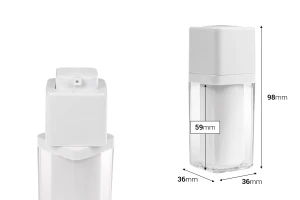 Акрилна пластмасова airless бутилка 15 мл с бяла помпа-изображение_размери