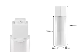 Акрилна пластмасова airless бутилка 50 мл с бяла помпа-изображение_размери