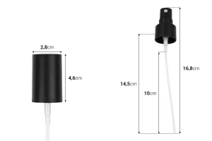 Пластмасова (PET) спрей  пулверизатор за бутилки с кодове 15-6195, 15-6196, 15-6197 и 15-6198   - (тубичка 10 см)-изображение_размери