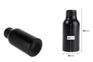 Алуминиева бутилка 50 мл PP24 в златист и черен цвят-2