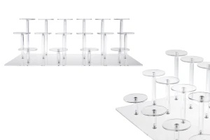 Прозрачна акрилна стойка за продукти 460x215x150 мм (диаметър на всяка основа 65 мм) - 16 позиции-изображение_продукт