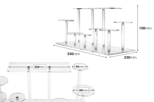 Прозрачна акрилна стойка за продукти 330x230x100 мм-изображение_размери