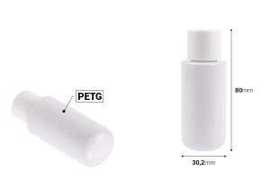 Резервна вътрешна бяла бутилка 30 мл с бяла капачка за код 16-6447.-изображение_размери