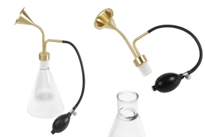 Стъклен съд 300 мл (бутилка) за парфюм или ароматизатори с черен винтидж спрей помпа-изображение_продукт