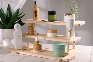 Дървена стойка с размер 400x260x180 мм на 3 нива -изображение_група