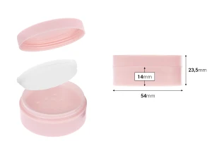 Акрилен розов буркан с розова капачка 8 мл с гъба за пудра - 6 бр.-изображение_размери