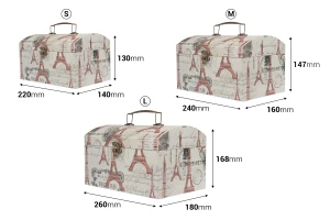 Куфарчета с метална дръжка комплект  3 броя  S-M-L-изображение_размери