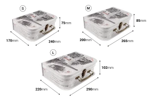 Кутии за подарък (куфарче) с метална дръжка и клипс в комплект от  3 броя-изображение_размери