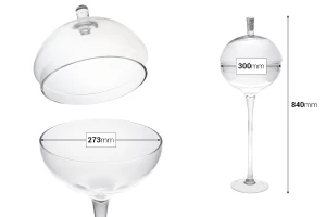 Декоративен съд за сладкиши, бонбони и др. със стъклен капак-изображение_размери