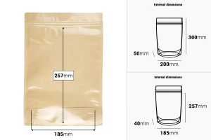 Торбички Doy Pack 200x50x300 мм крафт гръб (14c), прозрачна предна част (8c) със закопчаване "цип" и възможност за запечатване с термозапечатване - 100 бр.-изображение_група