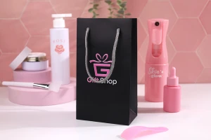 Подаръчна торбичка 110x60x200 мм в черен MAT със сив памучен шнур - 20 бр.-изображение_група