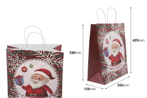 Коледна подаръчна торбичка 255x125x330 mm с дръжка - 12 бр.-2
