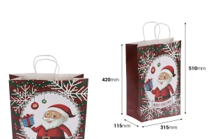 Коледна подаръчна торбичка 315x115x420 mm с дръжка - 12 бр.-2