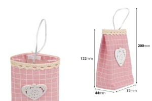 Бонбониера розова чанта с дръжки  75x44x122 mm-изображение_размери