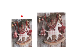 Хартиени подаръчни торбички 180x85x240 мм (210 г) с дизайн коледно конче и червена връвчица за дръжка - 12 бр.-изображение_група