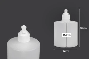 Пластмасова бутилка с помпа 28/410 за крем, сапун, шампоан или дезинфектант-изображение_размери