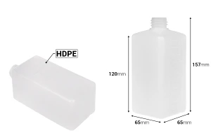 Пластмасова бутилка 500 ml квадратна, полупрозрачна (PP28)-изображение_размери