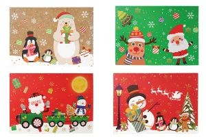 Коледна хартиена кутия 250x80x180 мм с прозрачен прозорец за бисквитки и сладкиши - 12 бр. микс дизайни-изображение_група