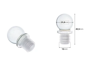 Стъклена тапа  Φ 16-изображение_размери